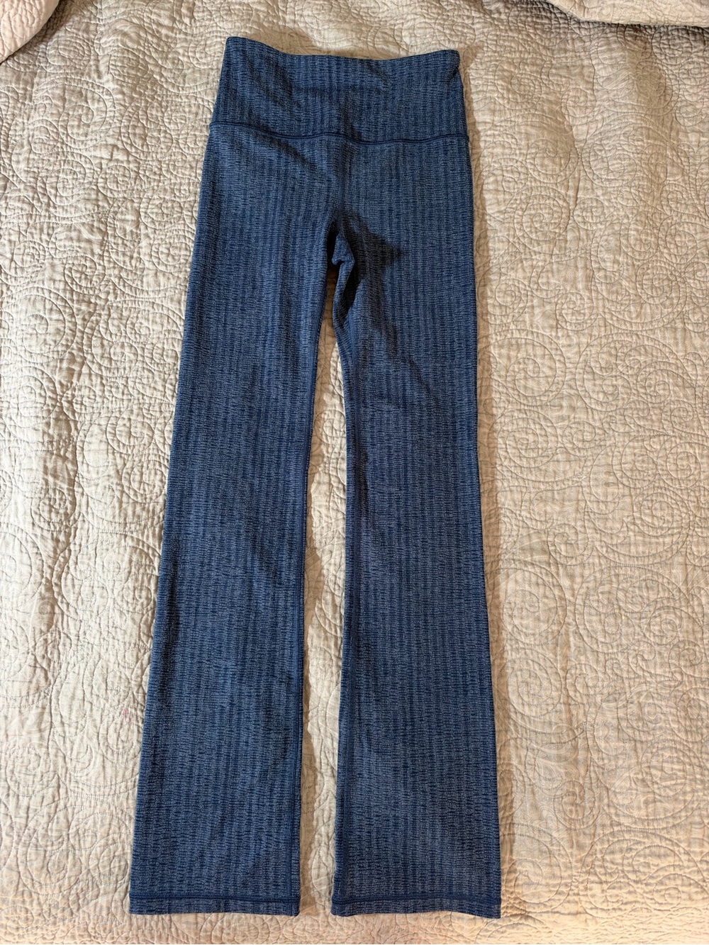 Athleta Elation Textured Straight Leg Pants XS TP Navy Blue Yoga Studio